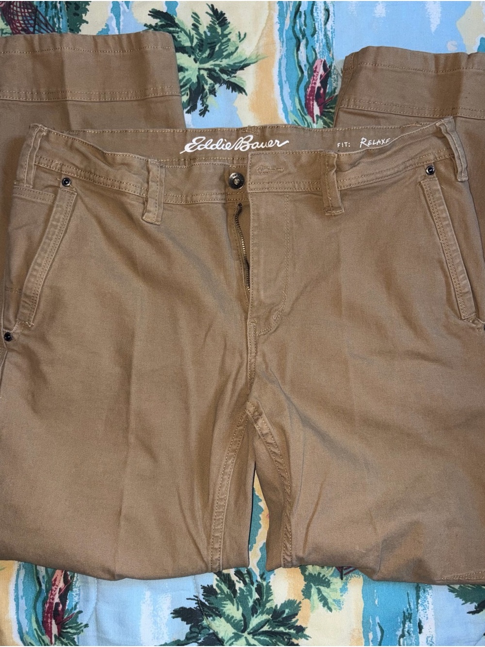 Eddie Bauer Men's Tan Chinos Relaxed Fit